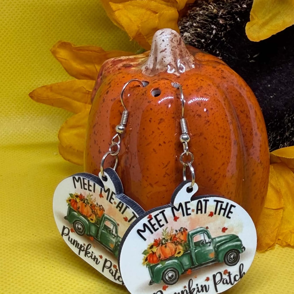 Meet Me at the Pumpkin Patch Wooden Dangle Earrings
