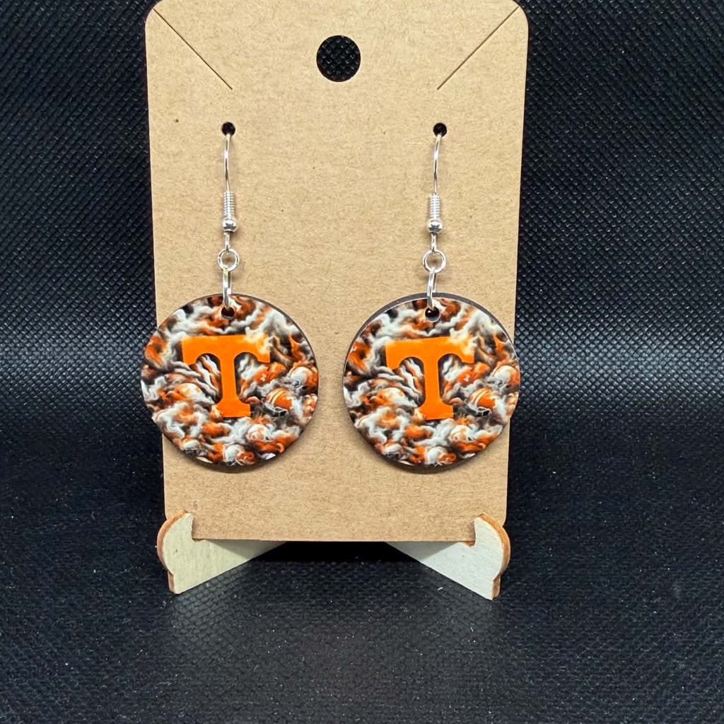 Tennessee Volunteers Smokey Marble Wooden Dangle Earrings