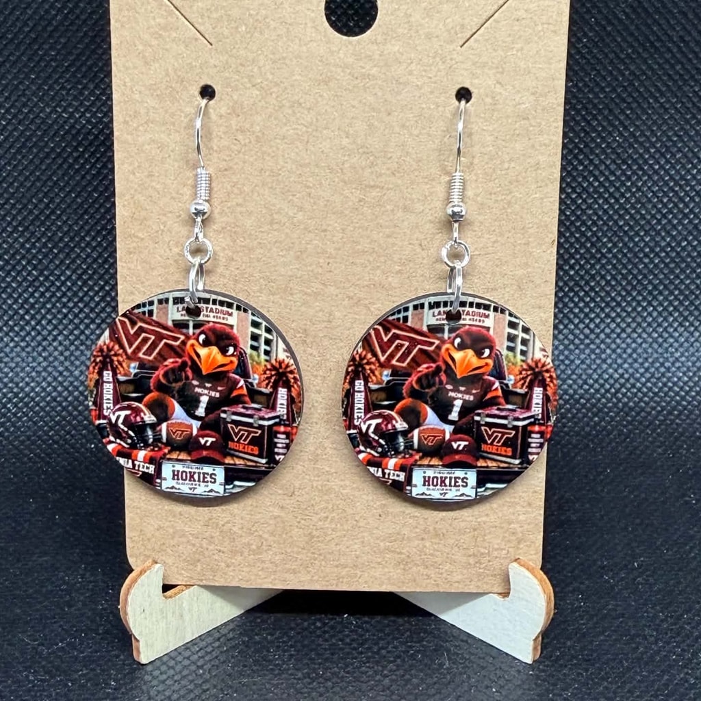 Virginia Tech Hokies Game Day Tailgate Wooden Earrings